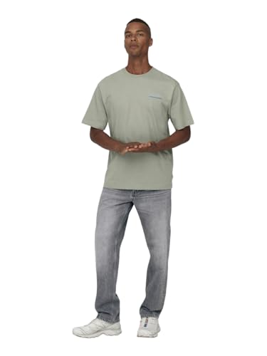 ONLY & SONS Herren Jeans ONSEDGE Straight Mid Waist - Regular Fit - Grau, Größe:36W / 32L, Farbe:22028202 Medium Grey Denim von ONLY & SONS