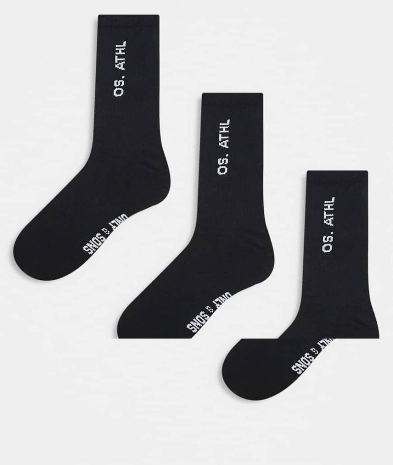 ONLY & SONS - 3er-Pack Socken in Schwarz mit weißem Text von ONLY & SONS