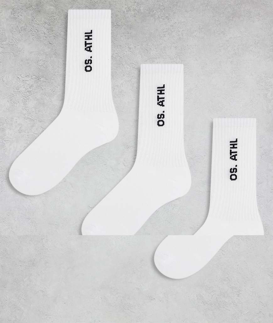 ONLY & SONS - 3er-Pack Socken in Weiß mit schwarzem Text von ONLY & SONS