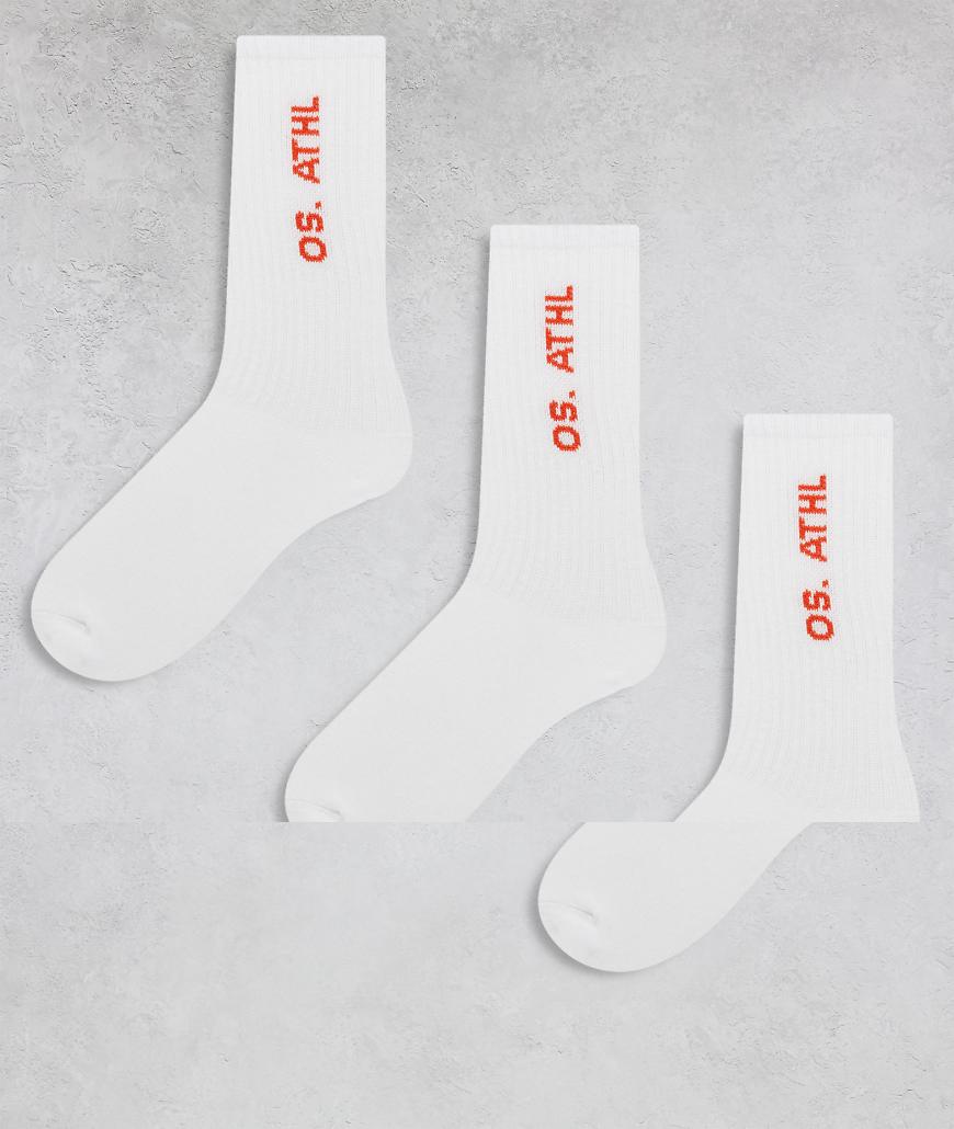 ONLY & SONS - 3er-Pack Tennissocken mit Text in Rot-Weiß von ONLY & SONS