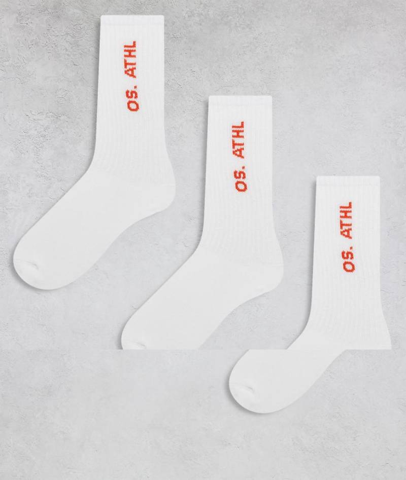 ONLY & SONS - 3er-Pack Tennissocken mit Text in Rot-Weiß von ONLY & SONS