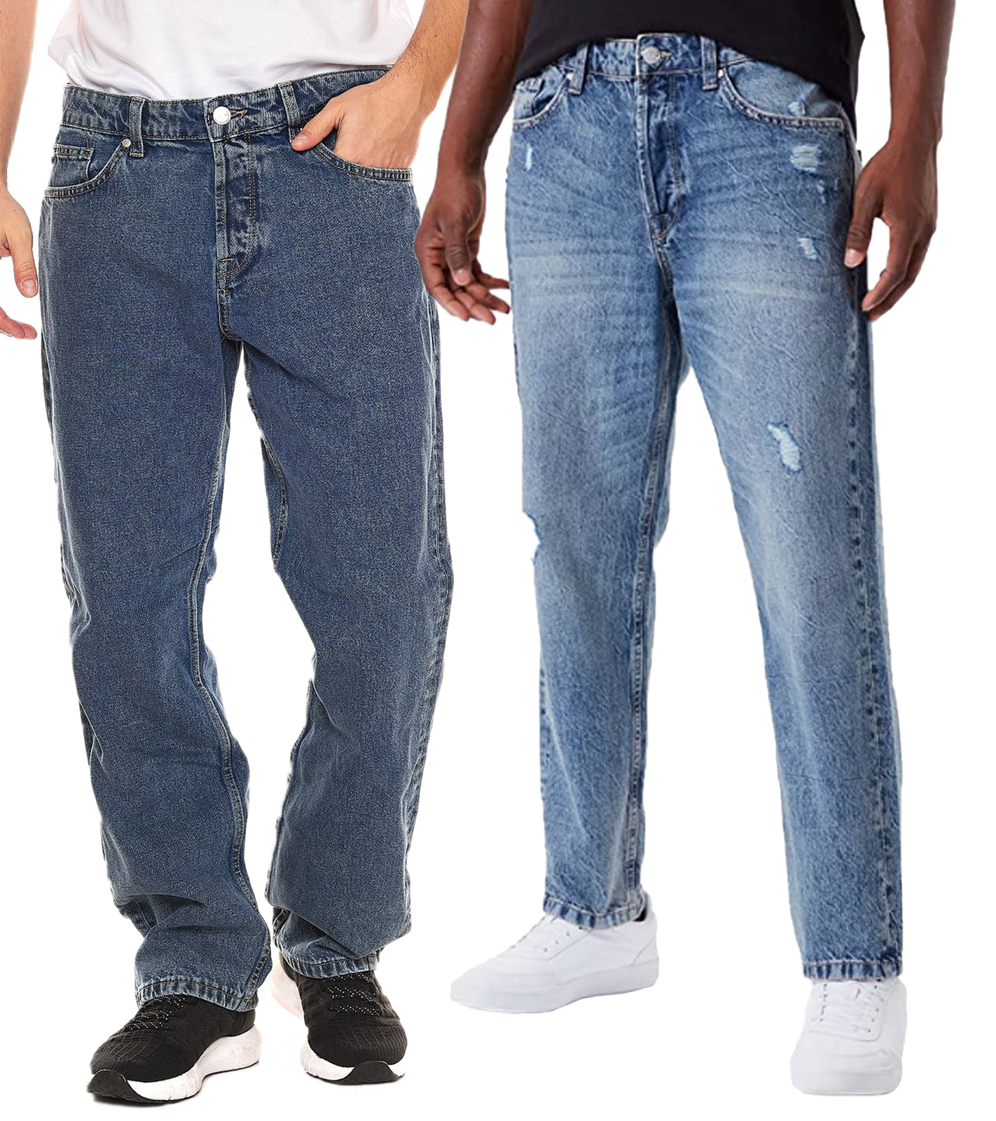ONLY & SONS Avi Cropped oder Edge Loose Fit weite Herren Jeans Hosen Mittel-Blau von ONLY & SONS