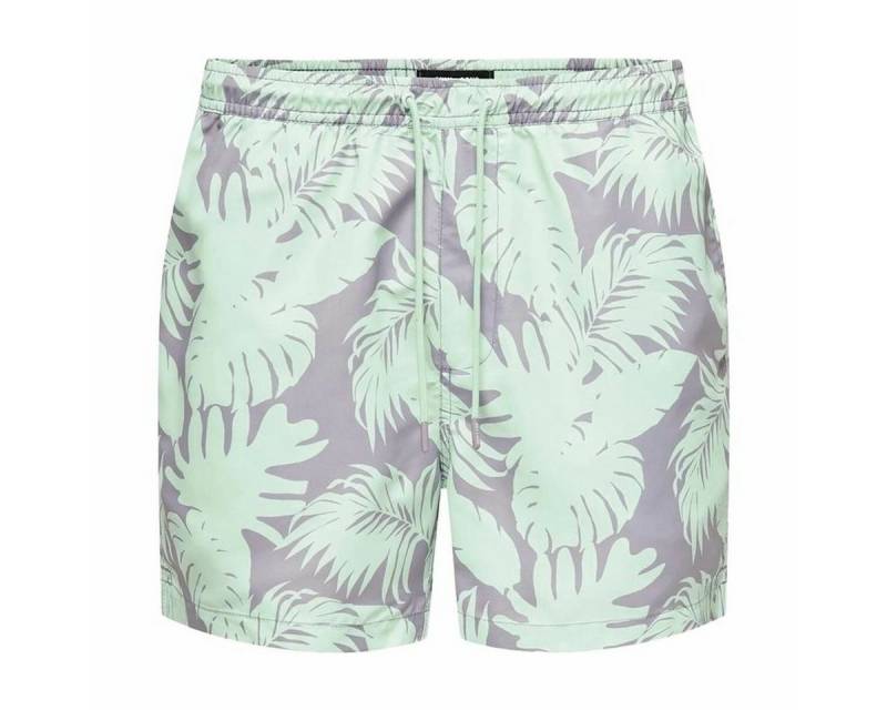 ONLY & SONS Badehose Herren Badehose Only & Sons Onsted Life Flower 2 Aquamarin von ONLY & SONS