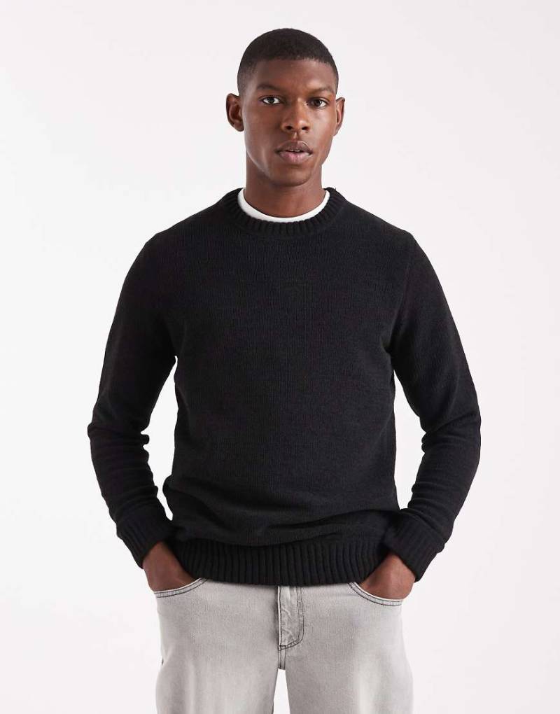 ONLY & SONS - Chenille-Pullover in Schwarz mit Rundhalsausschnitt von ONLY & SONS