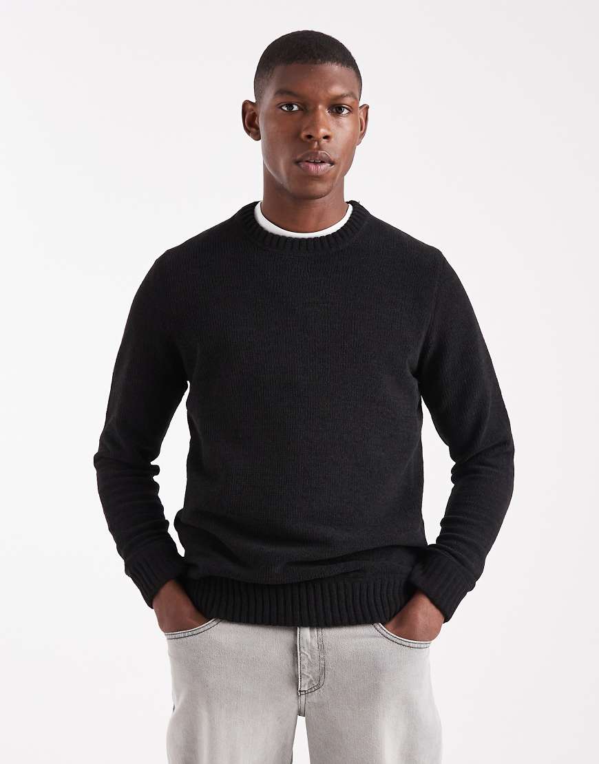 ONLY & SONS - Chenille-Pullover in Schwarz mit Rundhalsausschnitt ONLY & SONS - Chenille-Pullover in Schwarz mit Rundhalsausschnitt von ONLY & SONS