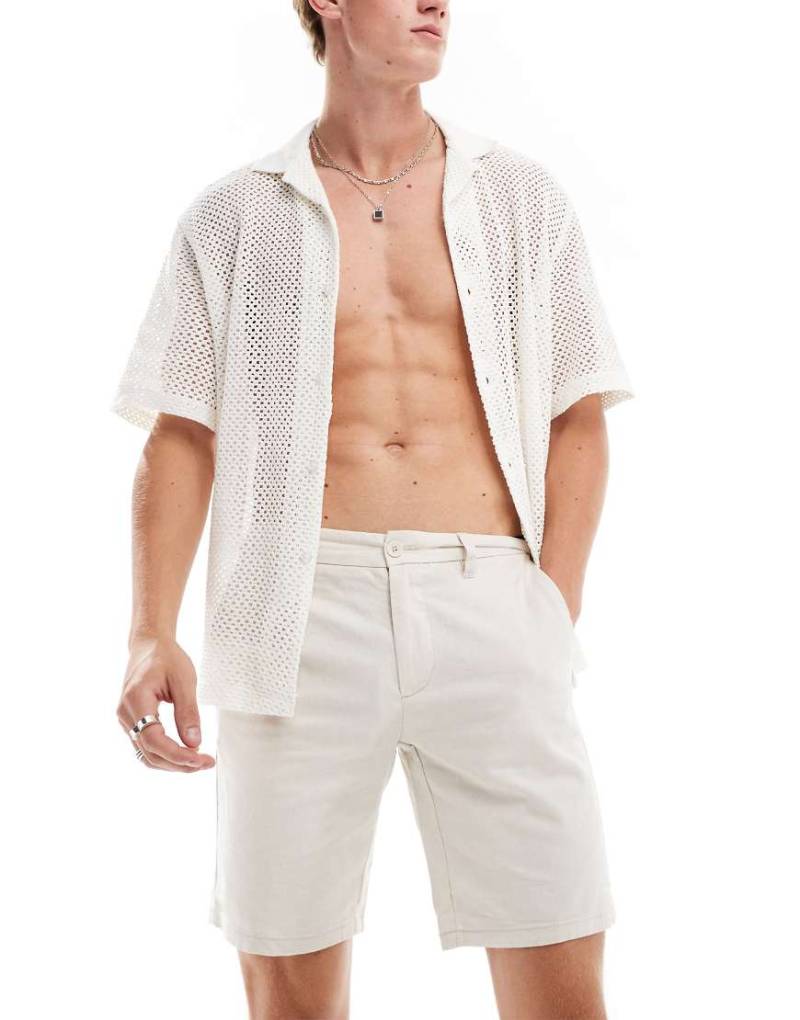 ONLY & SONS - Chino-Shorts aus Leinenmix in Beige-Neutral von ONLY & SONS