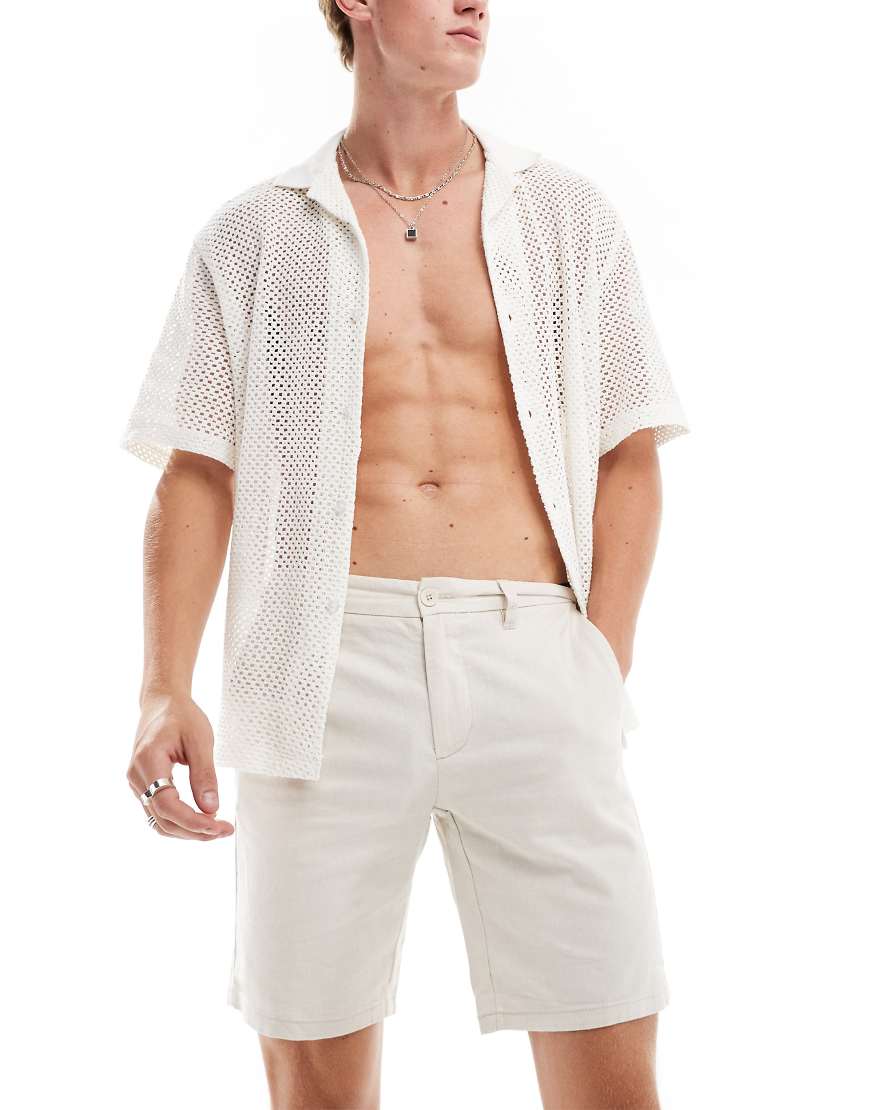 ONLY & SONS - Chino-Shorts aus Leinenmix in Beige-Neutral von ONLY & SONS