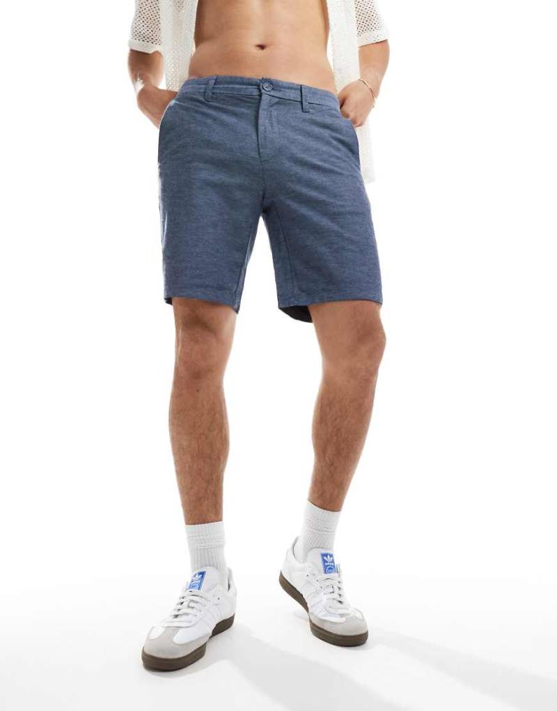 ONLY & SONS - Chino-Shorts in meliertem Marineblau aus Leinenmix von ONLY & SONS
