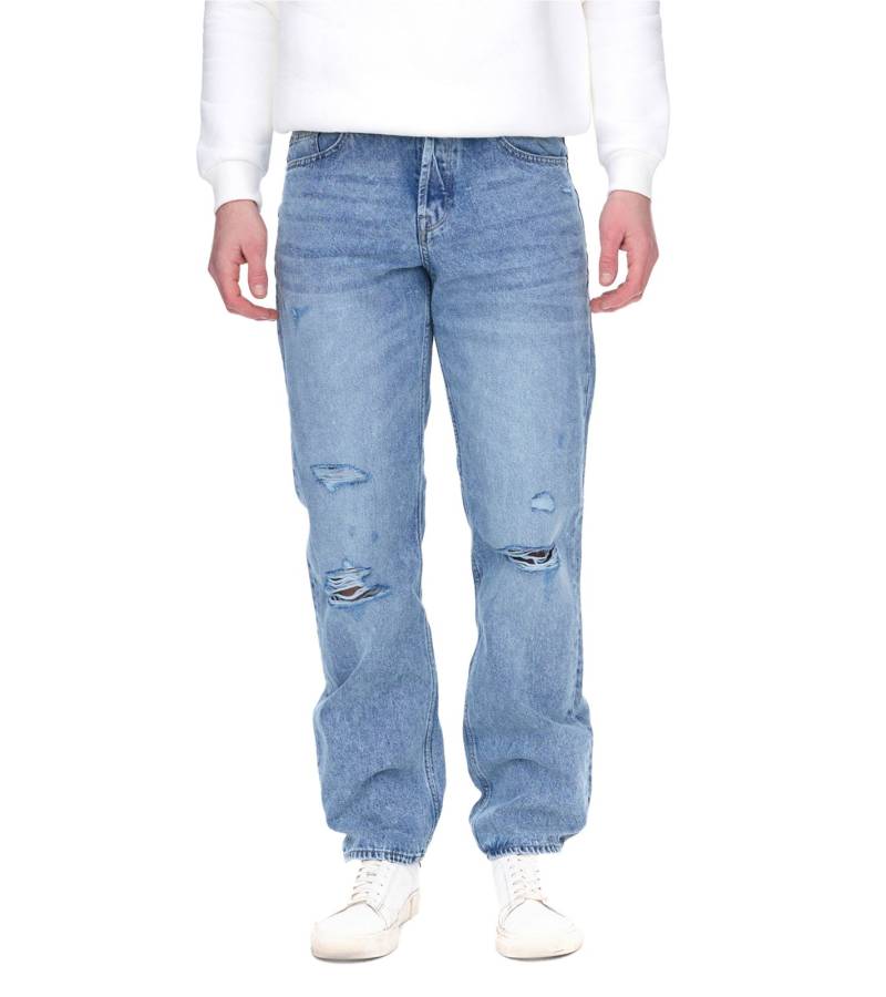 ONLY & SONS Edge Destroy Herren Denim-Jeans im Used-Look Baumwoll-Hose im 5-Pocket-Style Slim-Fit 22024607 Blau von ONLY & SONS