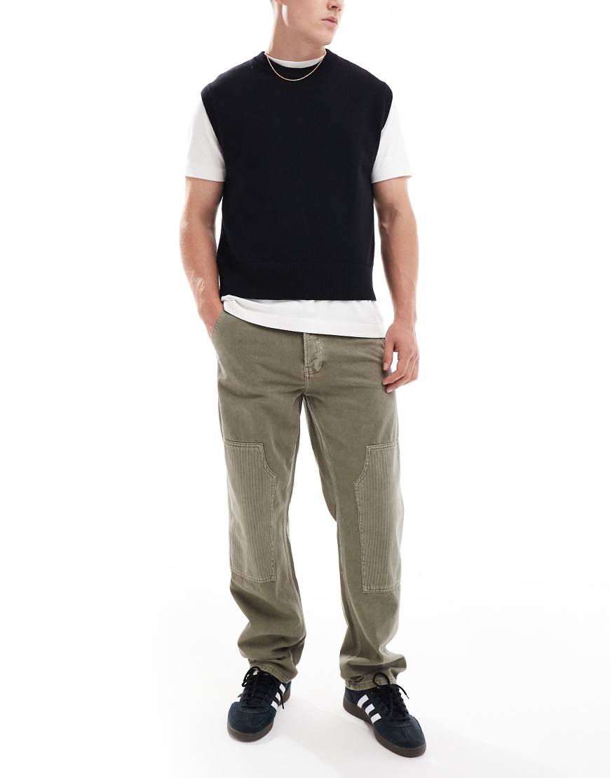 ONLY & SONS - Edge - Gerade geschnittene Carpenter-Jeans aus Cord in grüner Vintage-Waschung von ONLY & SONS