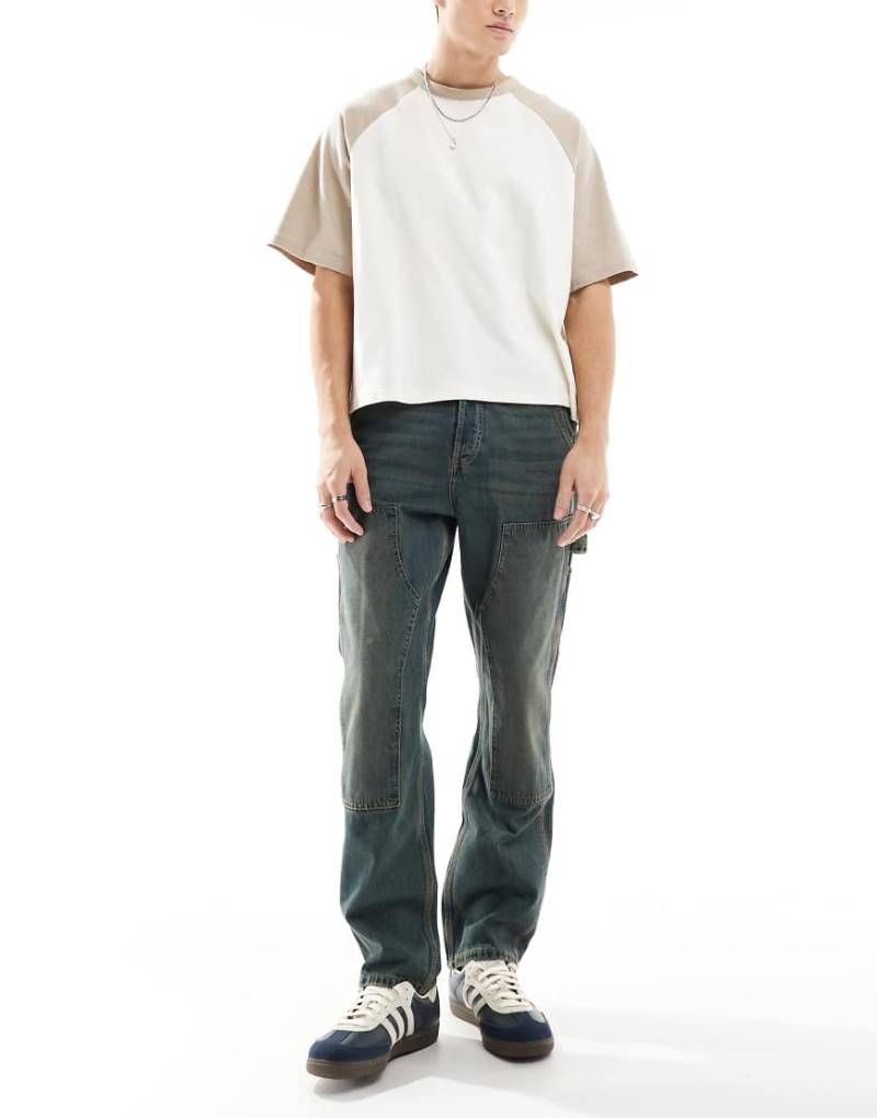 ONLY & SONS - Edge - Locker geschnittene Carpenter-Jeans in verwaschenem Vintage-Mittelblau von ONLY & SONS