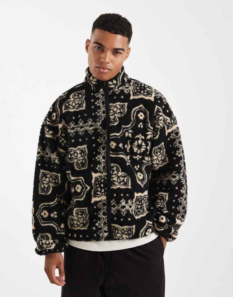ONLY & SONS - Fleece-Sweatshirt in Schwarz mit Paisleymuster von ONLY & SONS