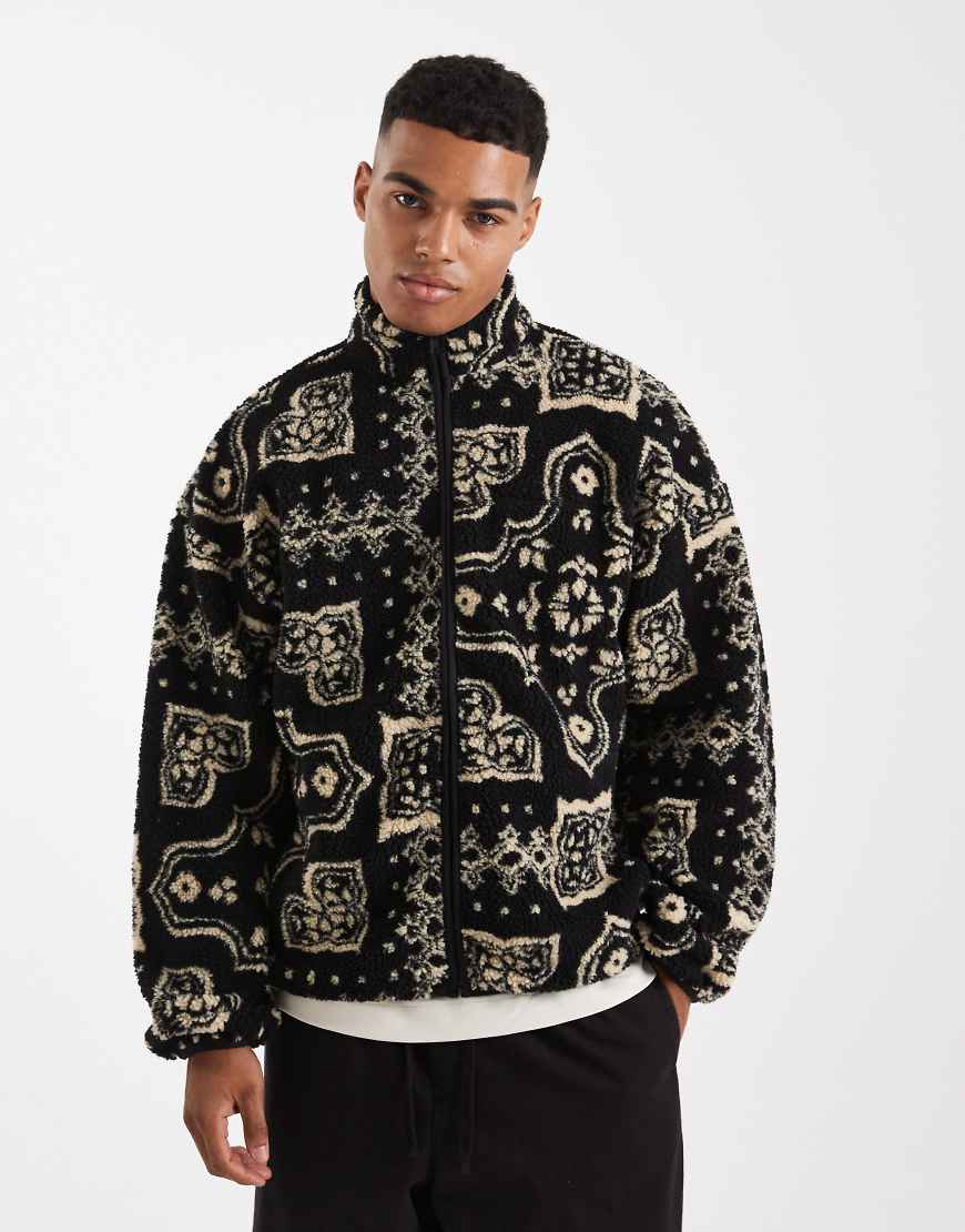 ONLY & SONS - Fleece-Sweatshirt in Schwarz mit Paisleymuster von ONLY & SONS
