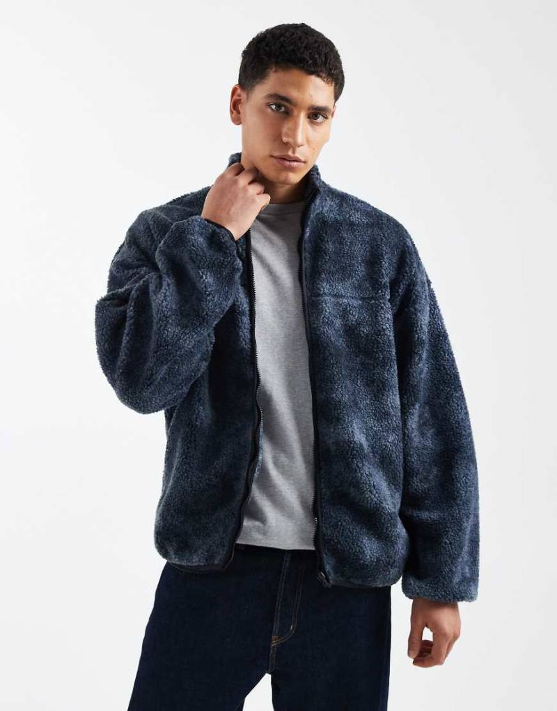 ONLY & SONS - Fleecejacke in Schwarz und Blau mit Military-Muster von ONLY & SONS