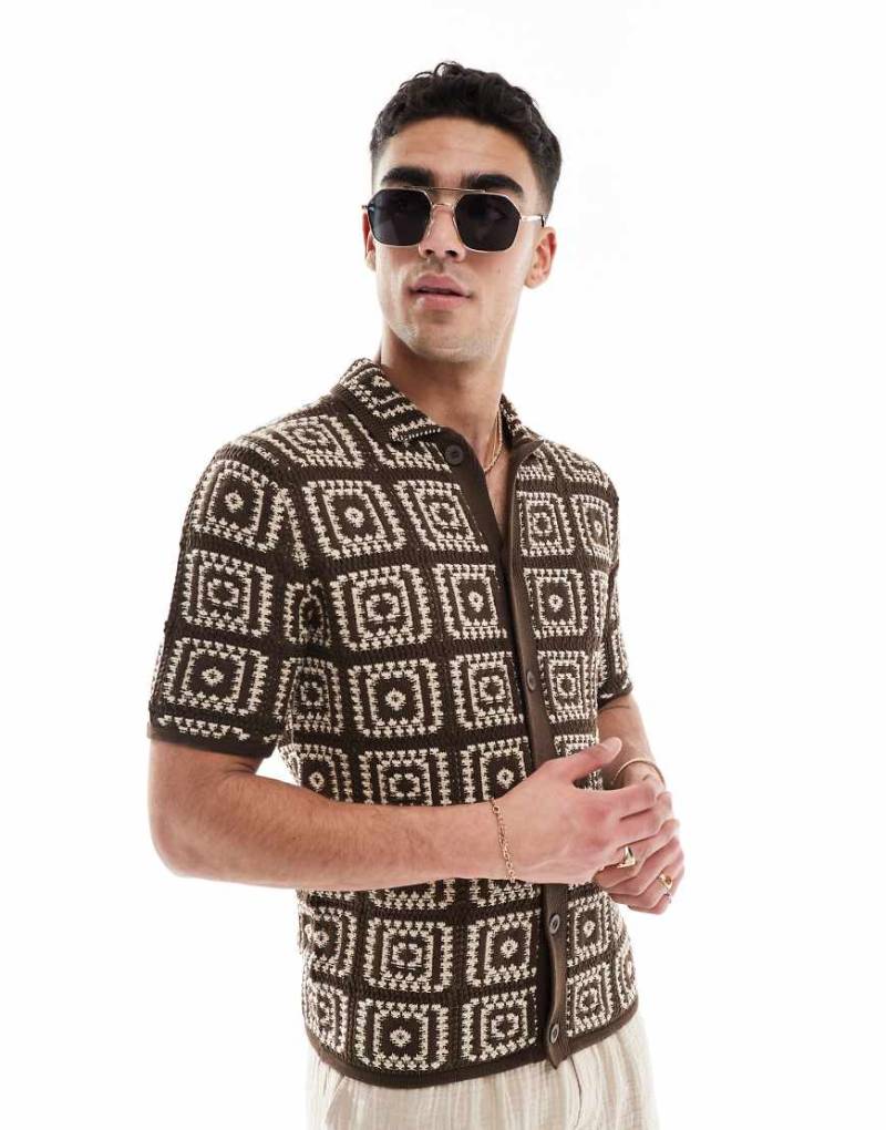 ONLY & SONS - Gehäkeltes Hemd in Braun von ONLY & SONS