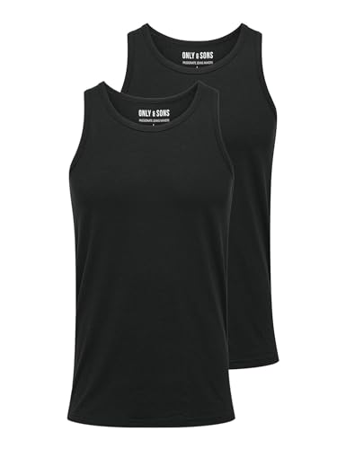 ONLY & SONS Herren 2er Pack Tank Top ONSTheo Bamboo Trägershirt ärmellos 22027254 Black/Black XL von ONLY & SONS