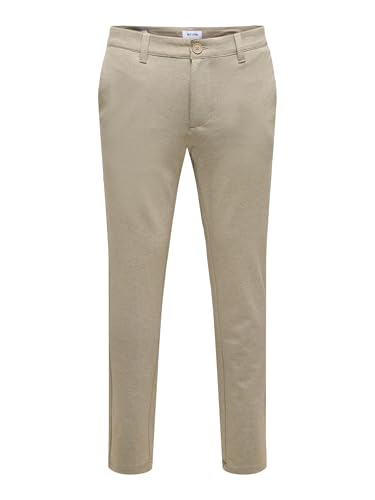 ONLY & SONS Herren Chino Hose Zeitlos Slim Fit Chino Pants Elegante Stretch Hose, Farben:Braun, Größe Hosen:33W / 32L, Beinlänge:L32 von ONLY & SONS