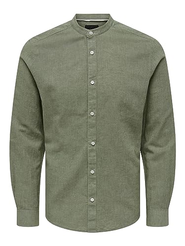 ONLY & SONS Herren Freizeit Hemd ONSCAIDEN SOLID - Slim Fit XS S M L XL XXL, Größe:L, Farbe:Swamp 22019173 von ONLY & SONS