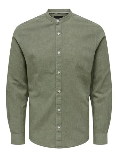 ONLY & SONS Herren Freizeit Hemd ONSCAIDEN SOLID - Slim Fit XS S M L XL XXL, Größe:M, Farbe:Swamp 22019173 von ONLY & SONS