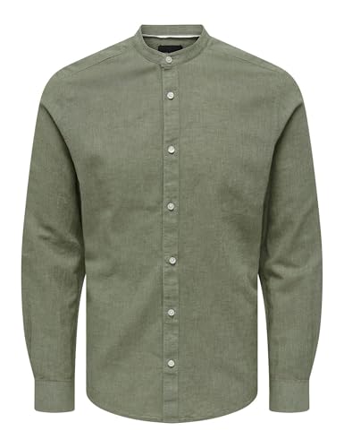 ONLY & SONS Herren Freizeit Hemd ONSCAIDEN SOLID - Slim Fit XS S M L XL XXL, Größe:XS, Farbe:Swamp 22019173 von Only & Sons