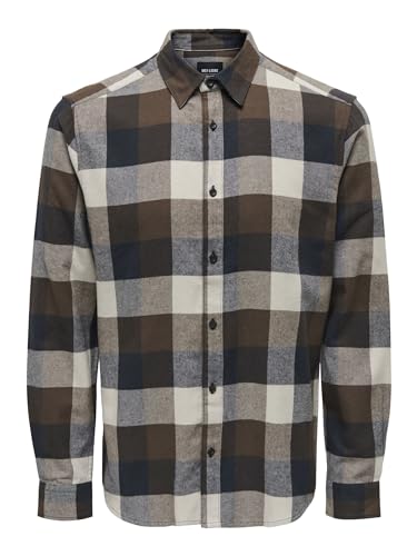 ONLY & SONS Herren Freizeit Hemd ONSGUDMUND Slim Fit XS S M L XL XXL Baumwolle, Größe:XS, Farbe:Hot Fudge 22020301 von ONLY & SONS