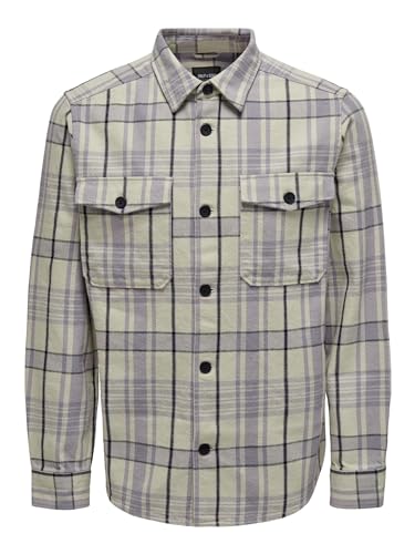 O&S Shacket Hemd Karierte Langarm Freizeit Übergangsjacke Twill Holzfäller Shirt ONSMILO, Größe Hemd:L,Farben:Lila O&S Shacket Hemd Karierte Langarm Freizeit Übergangsjacke Twill Holzfäller Shirt ONSMILO, Größe Hemd:L,Farben:Lila von ONLY & SONS