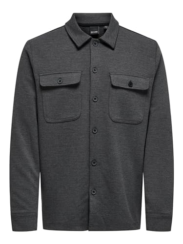 ONLY & SONS Herren Freizeit Hemd ONSNEWKODYL Overshirt Regular Fit XS - XXL, Größe:XS, Farbe:Dark Grey Melange 22021279 von ONLY & SONS