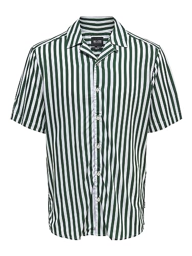 ONLY & SONS Herren Freizeit Hemd ONSWAYNE Regular Fit XS S M L XL XXLGestreift, Größe:S, Farbe:Dark Green 22013267 von Only & Sons
