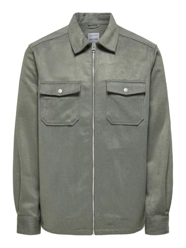ONLY&SONS Herren Hemdjacke Reißverschluss Brusttaschen Regular Fit Langarm, Farben:Grün-2, Größe Hemd:L ONLY&SONS Herren Hemdjacke Reißverschluss Brusttaschen Regular Fit Langarm, Farben:Grün-2, Größe Hemd:L von ONLY & SONS