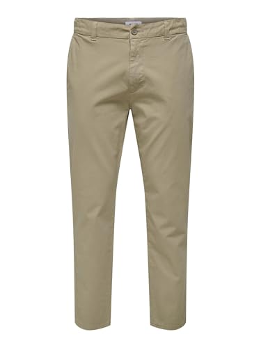 ONLY&SONS Herren Hose Chino Basic Reißverschluss Gesäßtaschen Gürtelschlaufen, Farben:Beige, Größe Hosen:31W / 32L, Beinlänge:L32 von ONLY & SONS