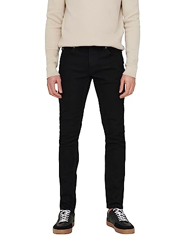 ONLY & SONS Herren Jeans ONSLOOM Slim 4324 - Slim Fit - Schwarz - Black Denim, Größe:28W / 32L, Farbvariante:Black Denim 22024324 von ONLY & SONS