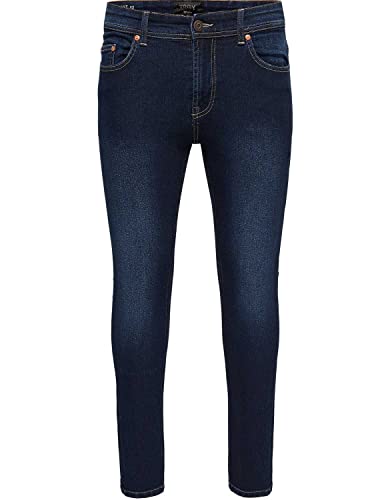 ONLY & SONS Herren Jeans Troy Trobest Stretch Röhrenjeans Extra-Slim Fit (as3, Waist_Inseam, Numeric_28, Numeric_34, Dark Blue Denim) von ONLY & SONS