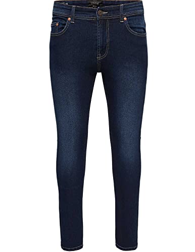 ONLY & SONS Herren Jeans Troy Trobest Stretch Röhrenjeans Extra-Slim Fit (as3, Waist_Inseam, Numeric_29, Numeric_30, Dark Blue Denim) von ONLY & SONS