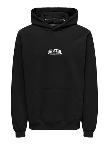 ONLY&SONS Herren Kapuzenpullover Klassischer Hoodie Jersey Sweatstoff, Farben:Schwarz, Größe Pullover:M von ONLY & SONS