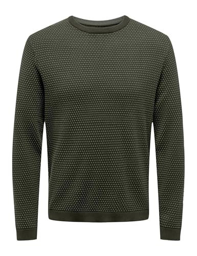 ONLY & SONS Herren Lässiger Pullover Feinstrick Design Longsleeve Sweater Gepunktet ONSTAPA von ONLY & SONS