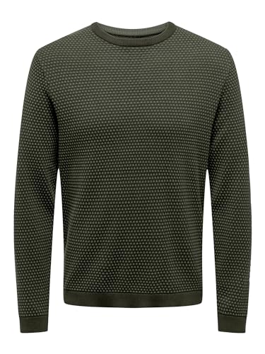 ONLY & SONS Herren Lässiger Pullover Feinstrick Design Longsleeve Sweater Gepunktet ONSTAPA von ONLY & SONS