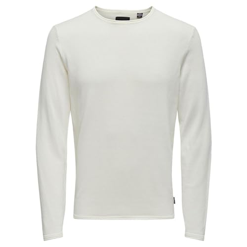 ONLY & SONS Herren Leichter Feinstrick-Pullover ONSGarson Rundhals Pulli 22006806 Cloud Dancer XL von ONLY & SONS