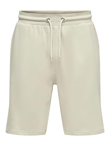 ONLY & SONS Herren O&S Kurze Jogginghose Basic Shorts Jogger Sweat Pants Training Freizeit ONSNEIL, Farben:Beige-2, Größe:XS von ONLY & SONS