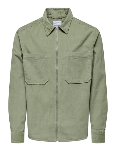 ONLY & SONS Herren ONSALP 14W RLX 2PKT WASHD Cord Zip NOOS Hemd, Seagrass, Medium von ONLY & SONS
