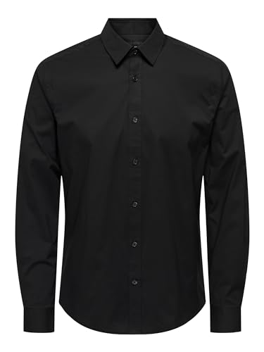 ONLY & SONS Herren Freizeit Hemd ONSANDY Slim Fit XS-XXL Schwarz Weiss Blau, Größe:S, Farbe:Black 22026000 von ONLY & SONS