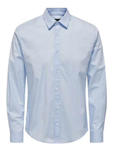 ONLY & SONS Herren Freizeit Hemd ONSANDY Slim Fit XS-XXL Schwarz Weiss Blau, Größe:L, Farbe:Cashmere Blue 22026000 von ONLY & SONS