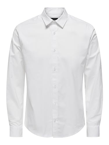 ONLY & SONS Herren Freizeit Hemd ONSANDY Slim Fit XS-XXL Schwarz Weiss Blau, Größe:L, Farbe:White 22026000 von ONLY & SONS