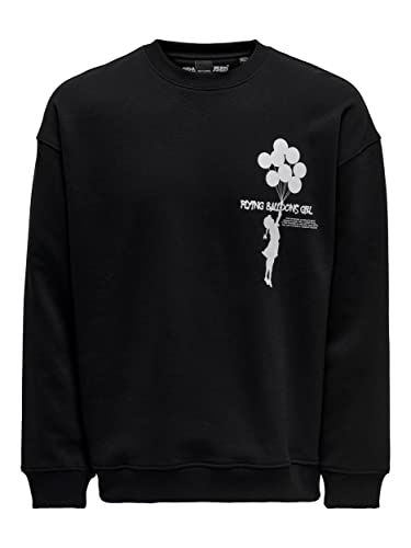 ONLY & SONS Herren ONSBANKSY RLX Crew Neck Sweat Sweatshirt, Black, S von ONLY & SONS