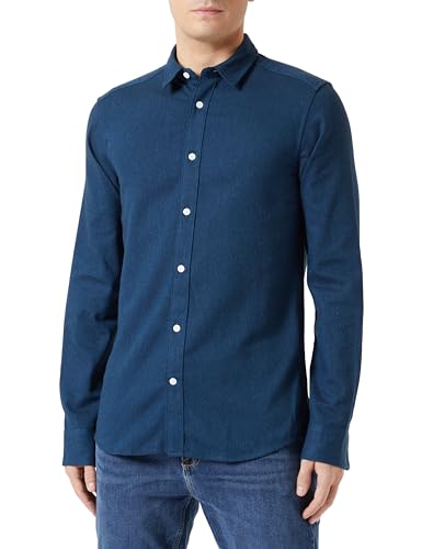 ONLY & SONS Herren ONSBEN Life Slim Flannel SOLID LS Shirt Flanellhemd, Dark Navy, XS von ONLY & SONS