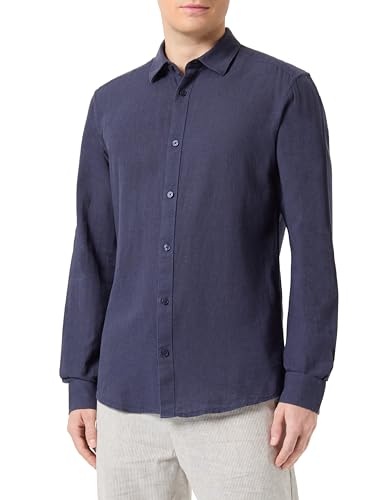 ONLY & SONS Herren ONSCAIDEN LS SOLID Linen Shirt NOOS Kurzarmhemd, Night Sky, XL von ONLY & SONS