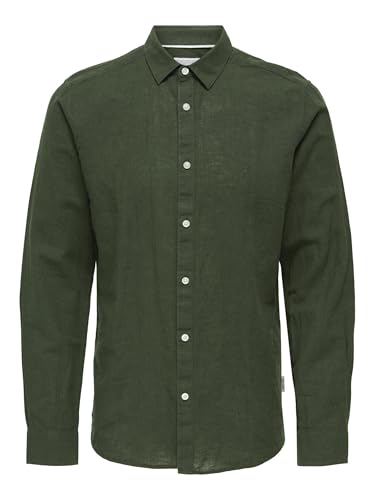 ONLY & SONS Herren ONSCAIDEN Life LS SOLID Linen Shirt NOOS Leinenhemd, Kambaba, M von ONLY & SONS