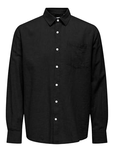 ONLY & SONS Herren ONSCAIDEN Life REG LS 1 PKT Shirt NOOS Hemd, Black, M von ONLY & SONS