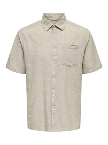 ONLY & SONS Herren ONSCAIDEN Life REG SS 1 PKT Shirt Kurzarmhemd, Chinchilla, XL von ONLY & SONS