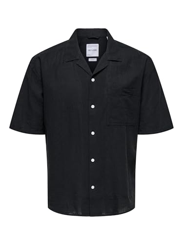 ONLY & SONS Herren ONSCAIDEN Life Relax SS Resort 1PKT Shir Kurzarmhemd, Black, L von ONLY & SONS