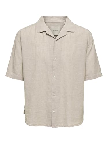 ONLY & SONS Herren ONSCAIDEN Life Relax SS Resort 1PKT Shir Kurzarmhemd, Chinchilla, L von Only & Sons